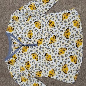 Disney Lion King Women's Size L  Simba Animal Print Fleece Long Sleeve Sleep Top